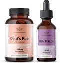 HerbAMAMA Goat's Rue and Milk Thistle Kit - Bundle of 1200 mg Goat's Rue Capsules " Milk Thistle Liver Detox Drops 2 fl oz - Vegan, Non-GMO, Sugar " Alcohol-Free - 2 Pack