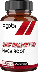 agobi Saw Palmetto Suplemento con Maca Root - High Extract Support for Hair Health, Restful Mood & Energy Support - 150 Veggie Capsules