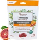 Quantum Health TheraZinc Organic Zinc Lozenges Echinacea &amp; Honey Immune Support for Adults &amp; Kids 12+ Naturalmente Sabored Sangre Naranja Alivio rápido con Sin Regusto - 18 Cuenta