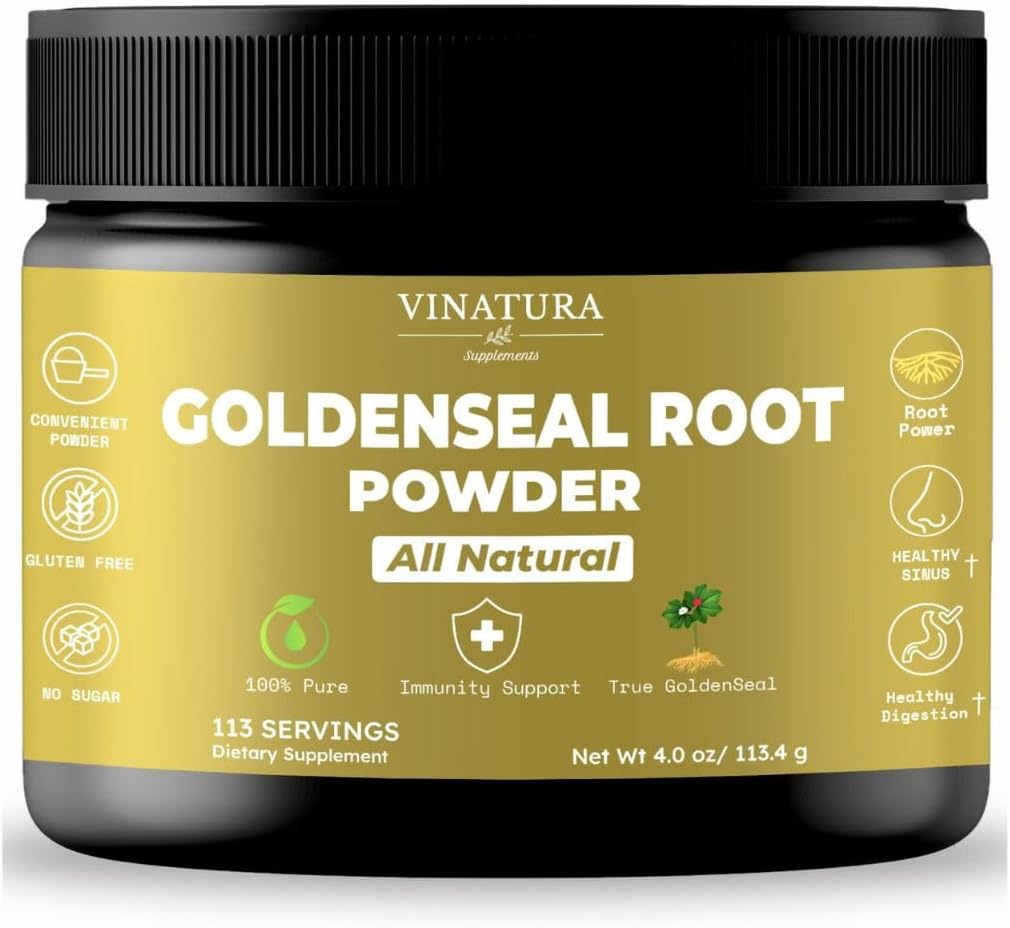 Goldenseal Root Powder - 4 oz, 113 Servings *USA Made &amp; Tested* Pure Natural Goldenseal Root Powder Suplemento