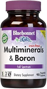 Bluebonnet Multi Mineral Plus Boron Vegetarian Capsules sin Hierro, Blanco 90 Conde