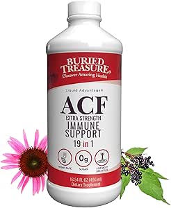 Buried Treasure ACF Extra Strength Immune Support - 16 oz, 16 Servings, Liquid Dietary Immunity Boost w/ Elderberry, Vitamin C & Zinc, Herbal Formula