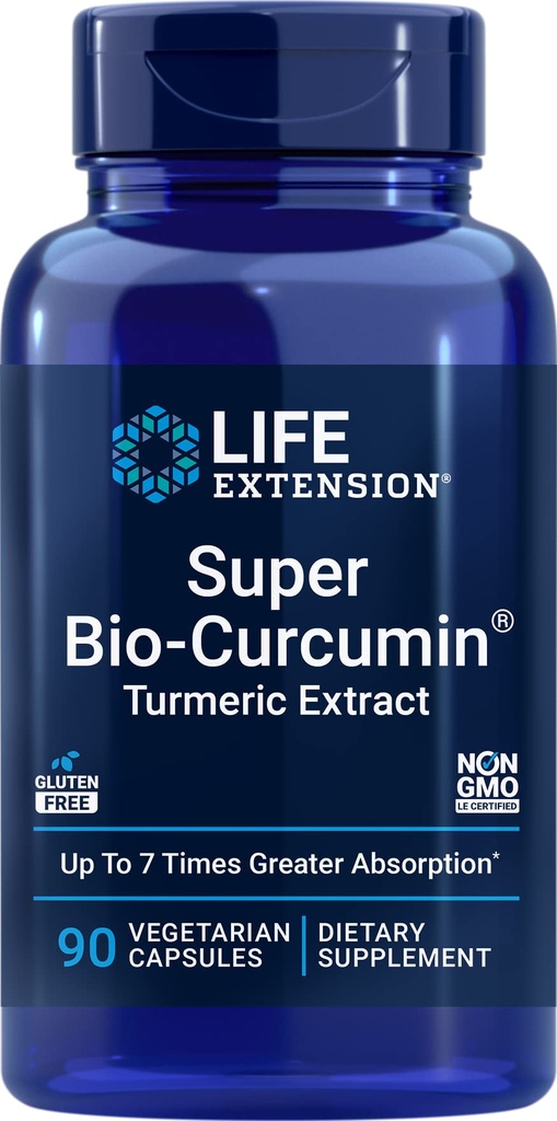 Life Extension Super Bio-Curcumin Turmeric Extract 400mg, 90 Veg Caps - Vegetarian Capsules - Non-GMO - Highly Absorbable