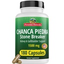 Naturales peruanos Chanca Piedra Breaker 180 Capsules - Dissolver de piedra de riñón " Gallbladder - 1500mg por ser - Chancapiedra Stonebreaker para limpieza de vejiga " Urinary Tract - Vegan, Non GMO