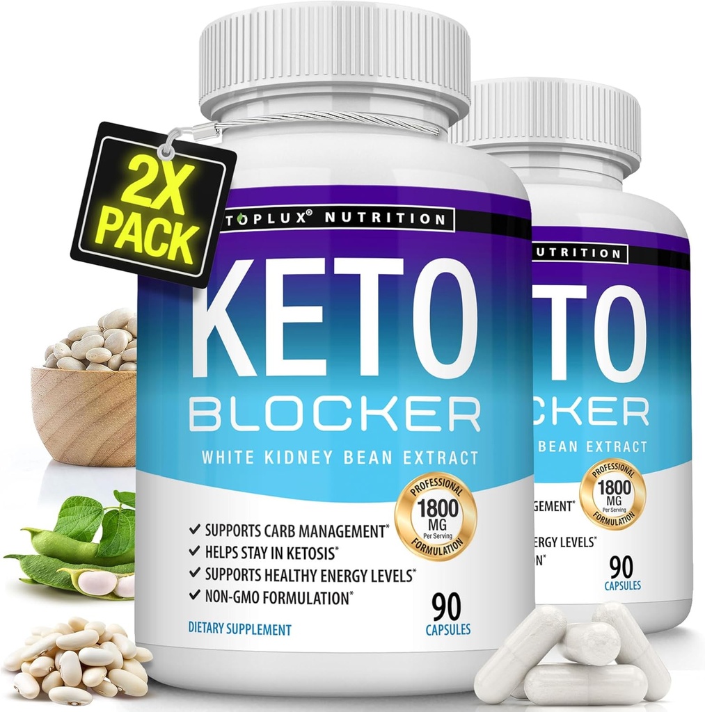 Toplux Keto Blocker Pills White Kidney Bean Extract - 1800 mg Ketosis natural, Apoyo Keto Diet, para Hombre Mujeres, 90 cápsulas, Suplemento