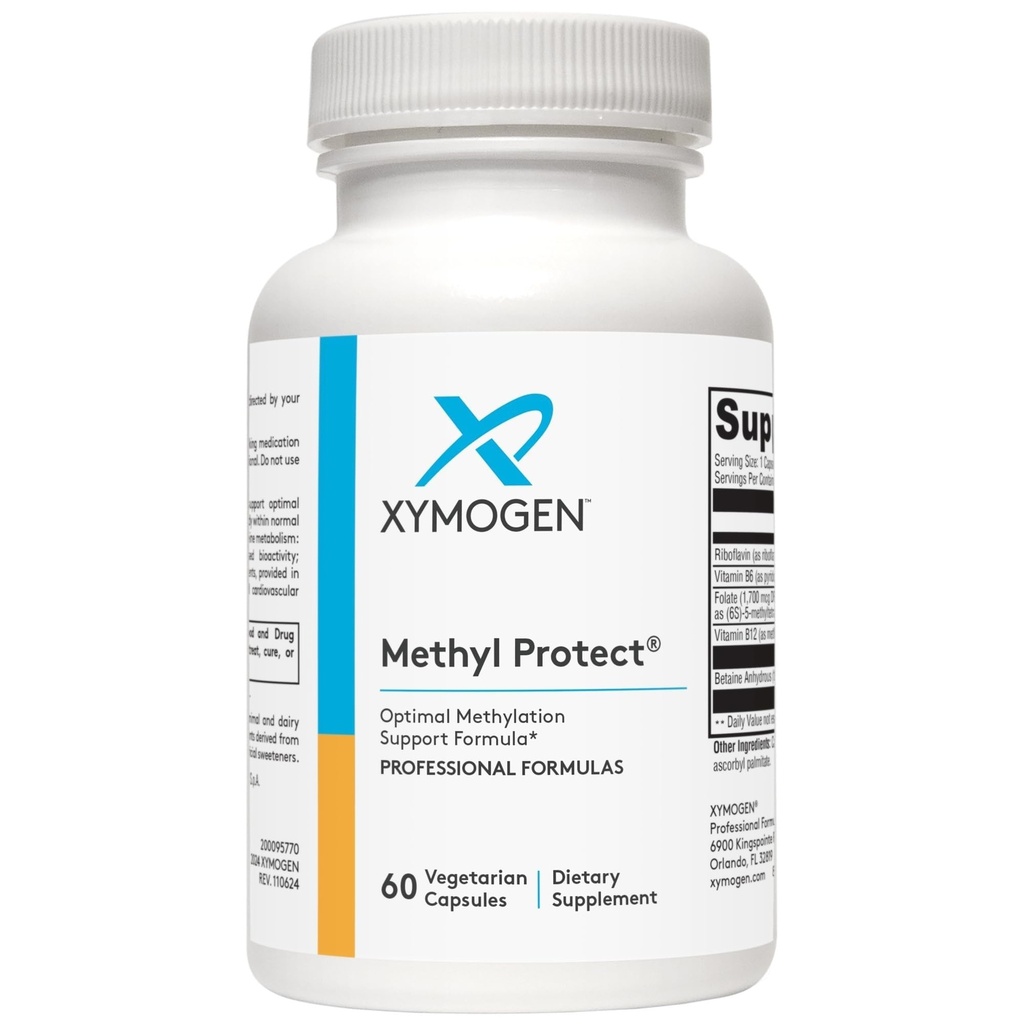 XYMOGEN Methyl Protect - Optimal Methylation Formula with Methyl Folate, Vitamin B12 (Methylcobalamin b12), Riboflavin + B6 Vitaminas - Cognitive, Homocysteine + Suplementos de Salud del Corazón (60 cápsulas)