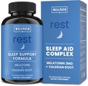 WellPath Rest Valerian Root Sleep Aid for Adults with Melatonin & L-Theanine Silencio Natural &amp; Herbal Sleeping Pills with Extra Strength ← 5-HTP, Lemon Balm, Chamomile, 60 Ct