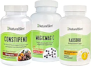 NaturalSlim Constipation Aid Bundle – Constipend, Magicmag C y Kadsorb Bundle - Better Digestive System and Intestinal Health, Rich in Magnesium Citrate and Potassium
