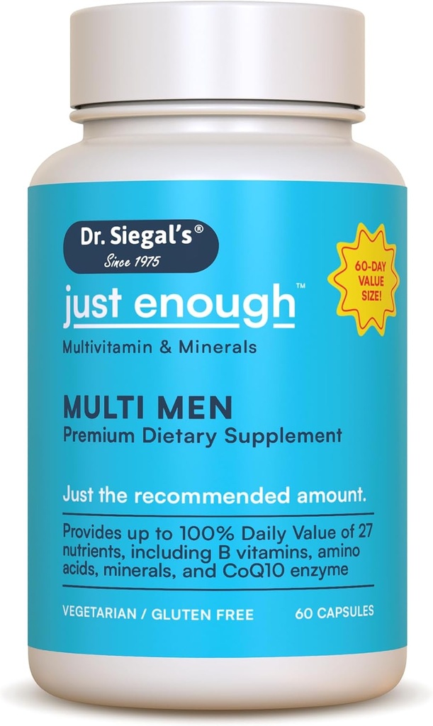 El Dr. Siegal es suficiente multivitamínico para hombres - 60 cápsulas - 60 serviendo multivitamina vegetariana para hombres cápsulas - Multivitaminas diarias para hombres - Multivitaminas para hombres &amp; Multi Minerales Suplemento