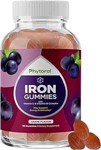 Gummies de hierro multivitamínico natural para adultos - Vitaminas de Gummy Adulto con Iron y Energía Complejo vitaminas Complejo B - Suplemento de Gummy y Concentración Mental Multivitamina