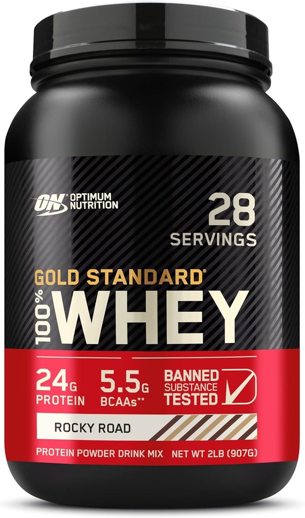 Optimum Nutrition Gold Standard 100% Whey Protein Powder, Rocky Road, 2 libras (Packaging May Vary)