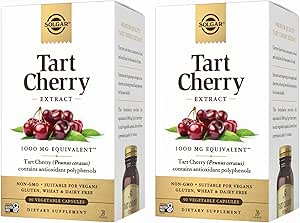 Solgar Tart Cherry 1000 mg, 90 cápsulas vegetales (Pack of 2) - Antioxidante con quercetina, ácido clorogénico " Anthocyanins Compounds - Non-GMO, Vegan, Gluten Free, Dairy Free - 180 Total Servings