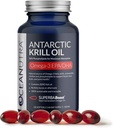Wild Caught Antártico Krill Oil 500mg Softgels, SuperbaBoost Omega 3 Suplemento, EPA & DHA, Astaxanthin, Choline, 56% Phospholipids, Sustainable, No Fish Oil, Vanilla Flavor (60-Day Supply)