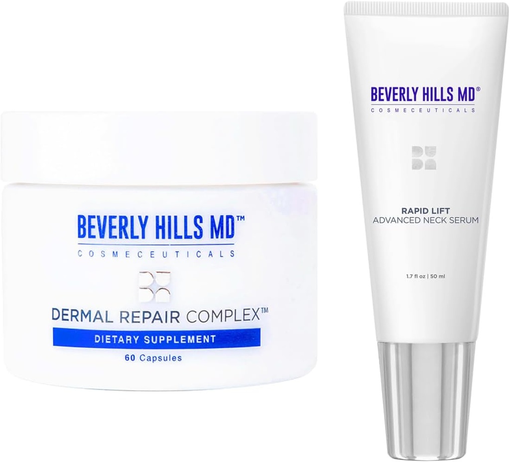 Beverly Hills MD Neck & Body Combo Regimen Bundle- Dermal Repair Complex & Rapid Lift Advanced Neck Serum- Helps w/Hydration, Appearance of Aging Skin, Wrinkles, Fine Lines &amp; Supporting Collagen