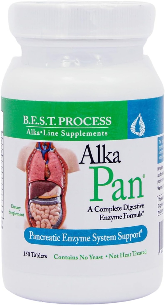 Alka•Pan Best Process Alkaline — Natural Digestive Supplement — Pancreatic Enzymes with Antioxidant-Rich Superfoods " Digestive Herbs