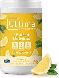 Ultima Replenisher Daily Electrolyte Powder Drink Mix – Sugar Free – Lemonade, 90 Servings – Hydration Powder with 6 Key Electrolytes and Trace Minerals – Keto Friendly, Vegan, Non-GMO