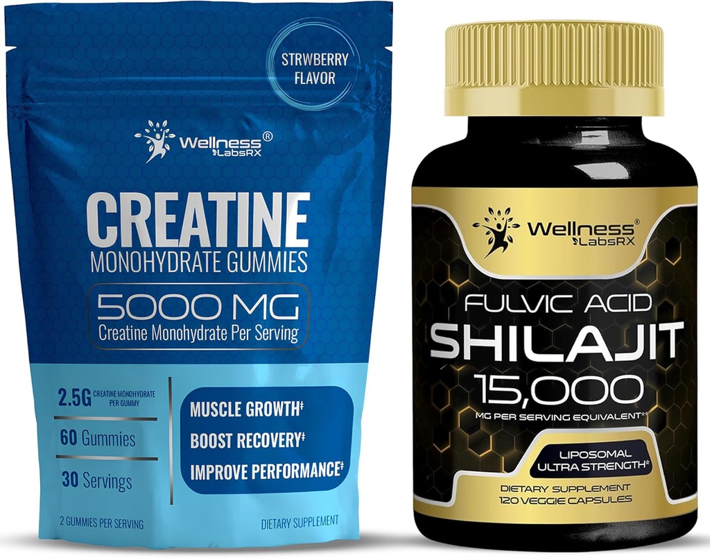 WELLNESS LABSRX Creatine Gummies y Shilajit Capsules