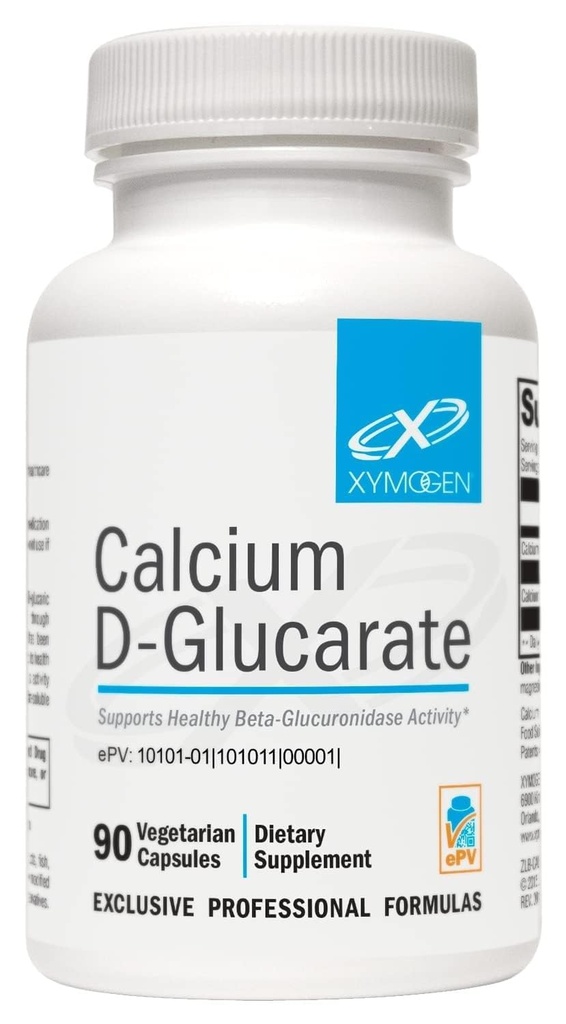 XYMOGEN Calcium D-Glucarate 500mg - Suplemento de Apoyo Detox Saludable de Toxinas Fat-Soluble, Hormonas Como Estrógeno + Andrógenos (90 cápsulas)
