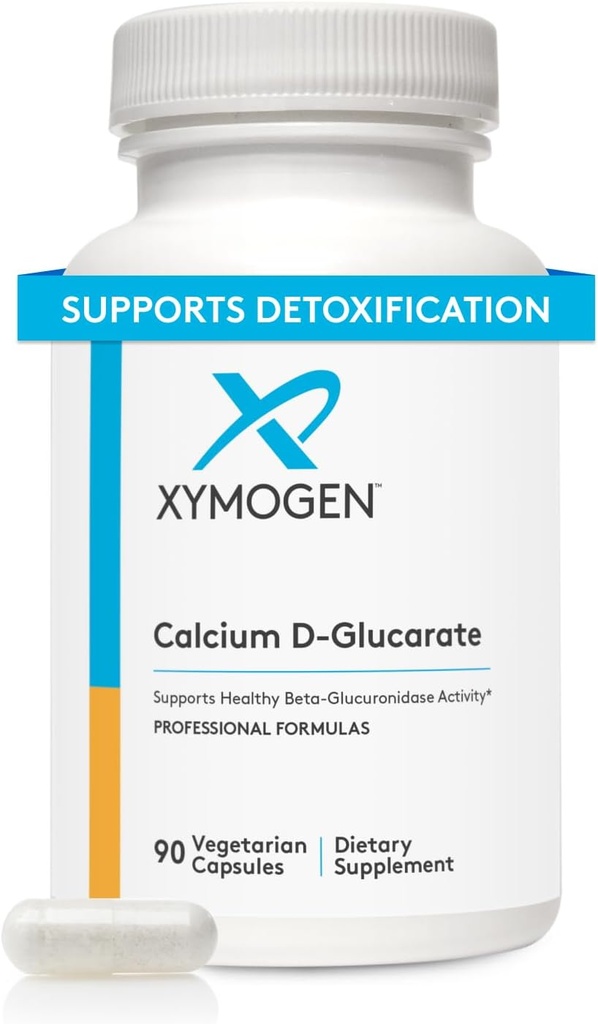 XYMOGEN Calcium D-Glucarate 500mg - Suplemento de Apoyo Detox Saludable de Toxinas Fat-Soluble, Hormonas Como Estrógeno + Andrógenos (90 cápsulas)