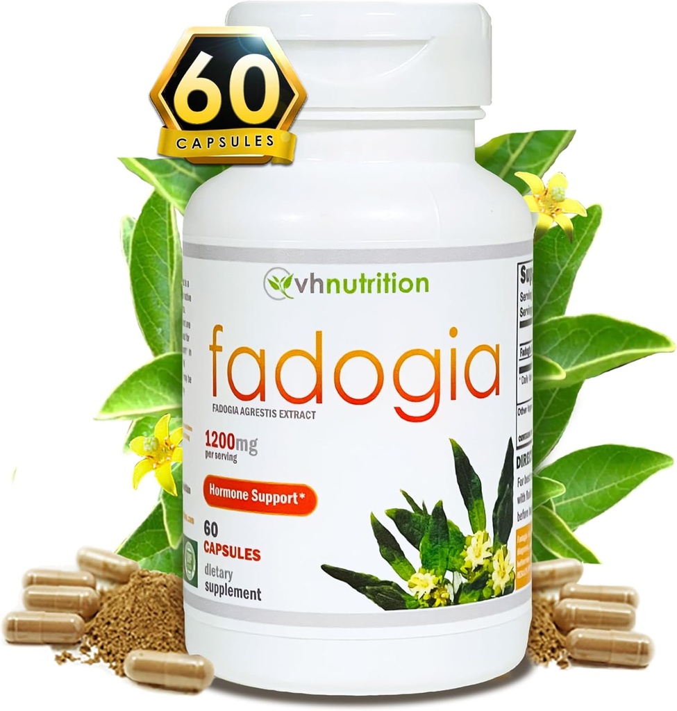 VH Nutrition FADOGIA AGRESTIS TENIDO 1200mg Por Serving FORMULA Hormonal para Hombres* TENIDO Vitalidad Natural y Energía Boost ANTE Soporta la resistencia física y el bienestar general TEN 60 cápsulas