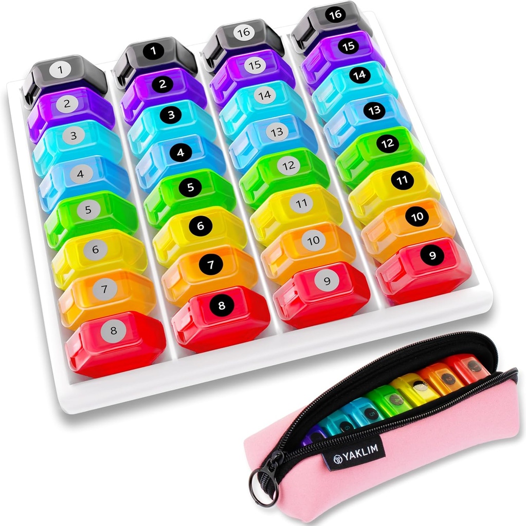 Organizador Mensual 1-Time a-Day: 30 Day Pill Organizer with Labels, Portable Mensual Pill Box, Month Pill Holder ith Portable Zipper Bag for Vitamin, Medicine, Fish Oil, Supplements