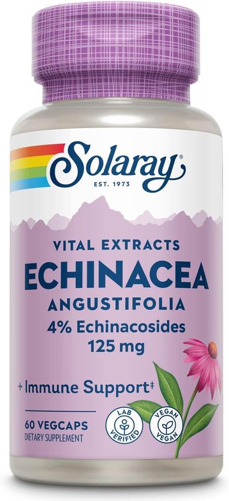 SOLARAY Echinacea Angustifolia Root Extract 125 mg ¦ Healthy Immune &amp; Respiratory Function Support ← 60 VegCaps