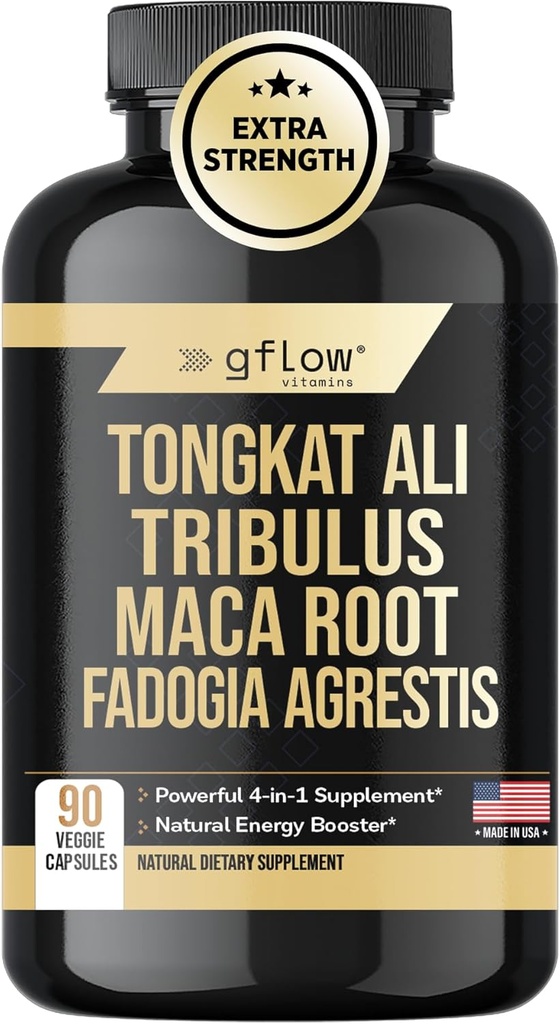 Tongkat Ali for Men &amp; Women- Extra Strength Formula with Fadogia Agrestis and Tribulus with Maca Root - Stamina, Vitality, Energy, Mood Support ← Made in USA