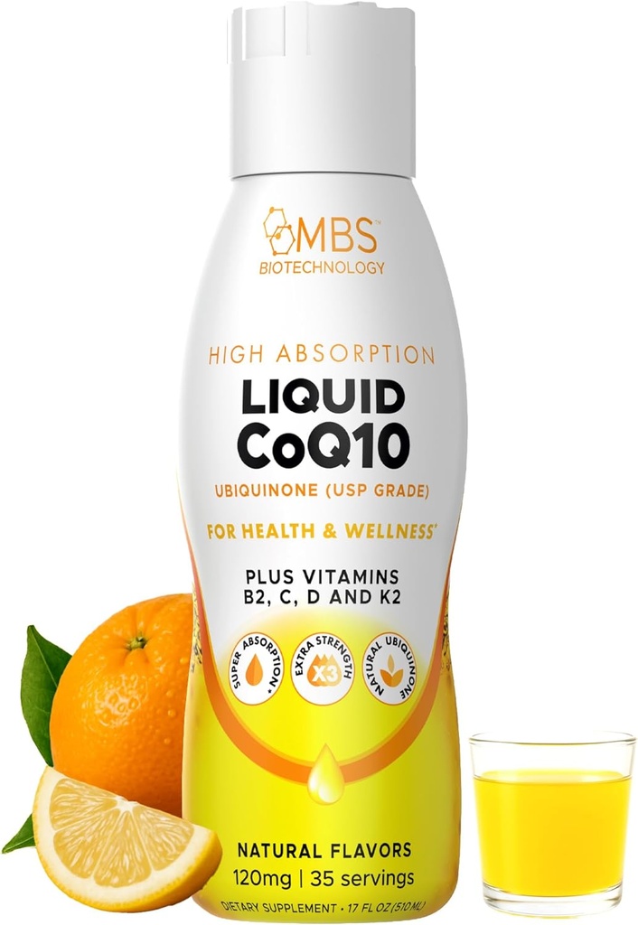CoQ10 líquido 120 mg de Ubiquinona Biodisponible para Absorción Superior. Apoyar la salud del corazón, el hueso y la piel con un antioxidante natural. 35 Serviciones en un Botella Conveniente 17 oz.