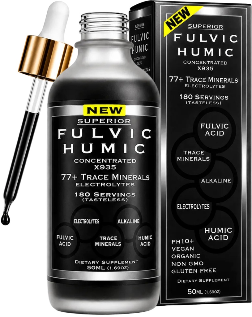 Trace Mineral Drops with Electrolytes - 77 Trace Minerals - 180 Servings- Restaurar Electrolytes, Mejorar la salud de Gut, Reparación de Gotas Lácteas - Minerales de Traza Iónica Degradados por plantas de ácido Fulvic & Humic