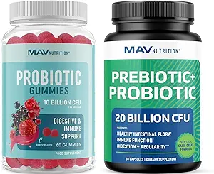 Probióticos " Capsules Prebióticos y Gummies Probióticos " tópicos completos de Gut Health, Digestión e Immune Support Bundle vivien Gummies with 20 Billion CFU, Vitamina C y Folic Acid