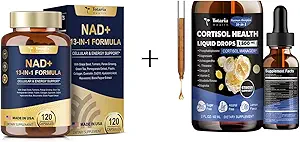 Suplemento Totaria NAD para Mujeres Hombres 120 Capsules 15-IN-1Cortisol Liquid Drops 2 FL.OZ