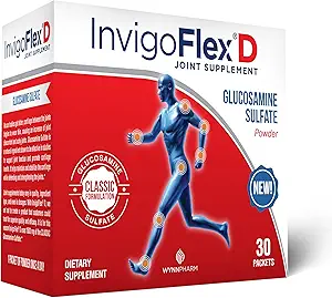 INVIGOFLEX® D - 1500 mg de pólvora de sulfato de Glucosamina ( Formulación Clásica) - Suplemento Conjunto Premium para Mangos, Manos, Retroceder y Hip Support Packets TEN 30 Packets