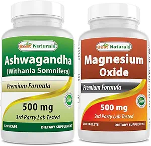 Mejores Naturales Ashwagandha Extracto 500 mg de óxido de magnesio 500 mg