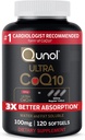 Qunol CoQ10 100mg Softgels, Qunol Ultra CoQ10 100mg, 3x Mejor Absorción, Antioxidante para la salud del corazón y la producción de energía, Coenzyme Q10 Vitaminas y Suplementos, 120 Conde (Pack of 24)