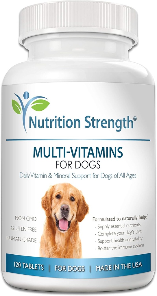 Multivitaminas para perros, vitaminas diarias y soporte mineral, suplementos nutricionales para perros y tamaños caninos, promueve la salud inmune en mascotas, 120 tabletas abatibles