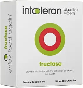 Intoleran Fructase Digestive Enzymes - 36 Capsules | Supplement for Fructose Intolerance | Enzymes to Help Digest Sugary Foods & Drinks (Fruit Sugar) | Fast Acting | Pure and Vegan | Low FODMAP