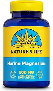 Nature's Life Marine Magnesium 500mg ← Healthy Digestion & Regularity Formula with Magnesium Hydroxide from Northern Sea Waters ← 100 Vegetarian Caps
