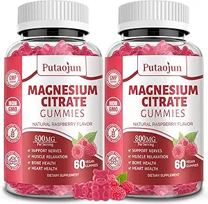 Magnesium Citrate Gummies Ø Magnesium Supplement for Women TEN High Absorption Magnesium Supplement TEN Vegan, Non-GMO Magnesium Gummies TEN 120 Raspberry Flavor (Pack of 2)