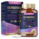 Suplemento de bereberina con canela de Ceylán, carcoma de leche - GLP-1 Suplemento GLP Activar la Fórmula Natural, bereberina más para la salud del hígado, inmunidad, mejor figura, hombres y mujeres - 120 caps veganos