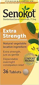 Senokot Extra Strength Natural Vegetable Laxative for Gentle Overnight Relief Occasional Constipation, 36 Count