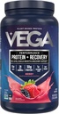 Vega Sport Vegan Protein Powder + Recuperación - 30g Plant Based Protein per Serving, Berry, 19 Servings, 5g BCAAs, Probiotics, NSF Certified, For Shakes & Smoothies, 1.8lbs (Packaging May Vary)