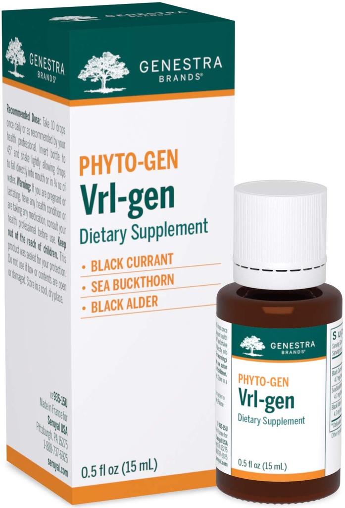 Genestra Brands Vrl-gen | Black Currant, Sea Buckthorn, and Black Alder Herbal Supplement | 0.5 fl. oz.