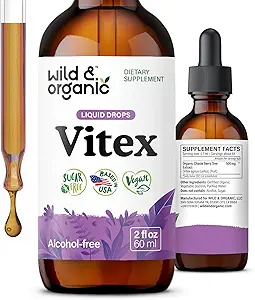 Wild &amp; Organic Vitex Tincture - Vitex Chasteberry Supplement for Women - Liquid Chaste Tree Berry Extract for Good Mood - Vegan, Sugar &amp; Alcohol-Free Herb Drops - 4 fl oz