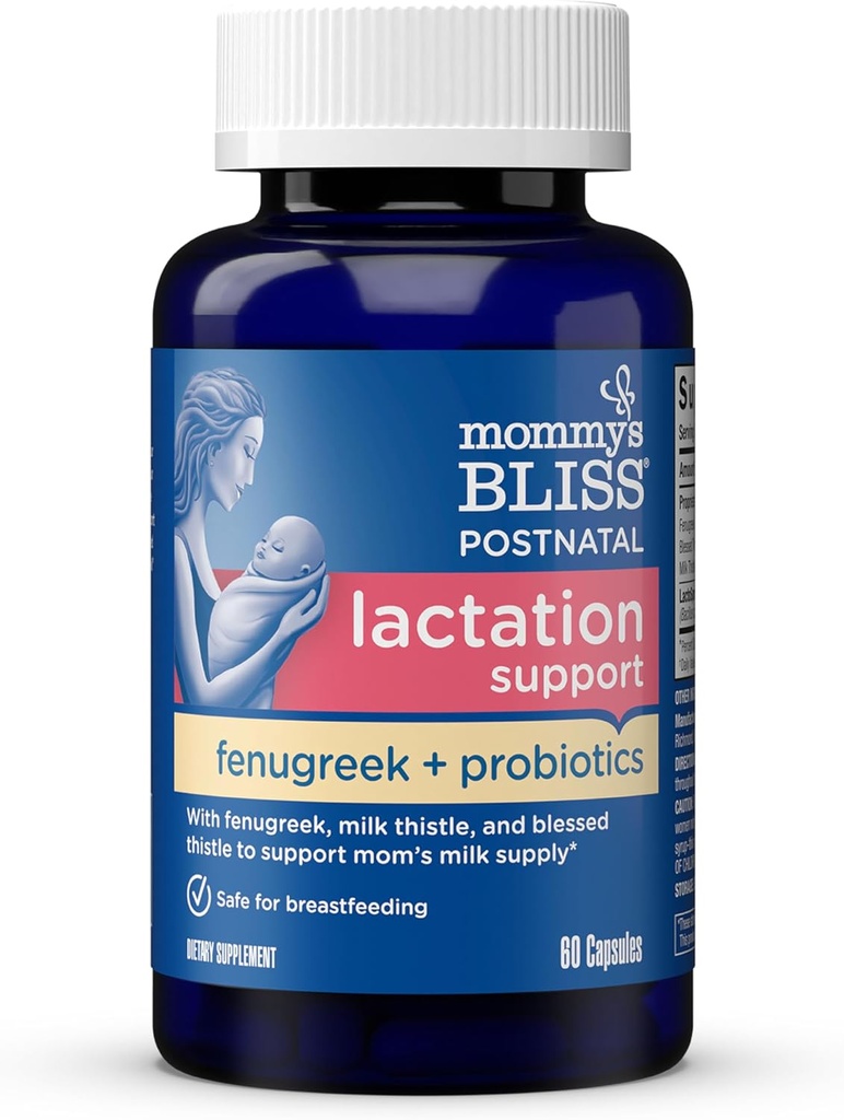 Mami's Bliss Postnatal Lactation Support Supplement with Probiotics: Support Breastfeeding Milk Supply with Fenugreek, Beat &amp; Milk Thistle, Postpartum Immune Health While Nursing (60 Servings)