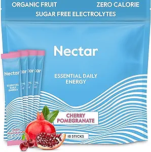 Nectar Energy Booster - Organic Caffeine, B12 & Electrolytes - Sugar Free & Zero Calorie – Healthy Coffee, Energy Drink & Soda Alternative – Hydration & Energy Supplement (Cherry Pomegranate 30 Pack)
