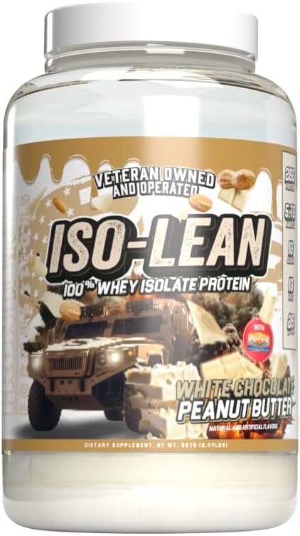 Isolean, 100% Whey Protein Isolate, Low Sugar, Maximize Recovery, Veteren Owned and Operated (28 Servings, White Chocolate Peanut Butter)