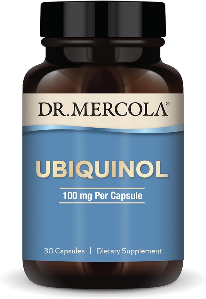 Dr. Mercola Ubiquinol - 100 mg Ubiquinol - Supports Energy Production - Antioxidant Supplement - Non-GMO, Gluten-Free &amp; Soy-Free - 30 Capsules (30 Servings)