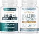 Calcio D-Glucarate &amp; 400mg DIM Suplemento para el equilibrio de hormonas de estrógeno mejorado Silencio Vegan Gluten Suplemento CDG libre (90 Servings) con fuerza adicional DIM (90 Servings)