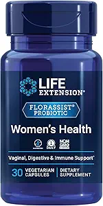 Life Extension FLORASSIST® Probiotic Women's Health, Vaginal Health, Digestive Health, Immune Health, Gluten-Free, Non-GMO, Vegetarian, Once-Daily Formula, 30 Capsules