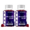Vitamatic Melatonin 20mg Gummies for Adults, 30 Servings - 60 Count - Non-Habit Forming Supplement (Pack of 2)